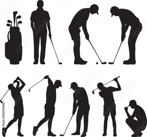 Golfer Swing Silhouette Design

Professional Golfer Vector Art

Golf Club Swing Illustration

Dynamic Golf Pose Silhouette

Tee Off Golfer Clipart Graphic