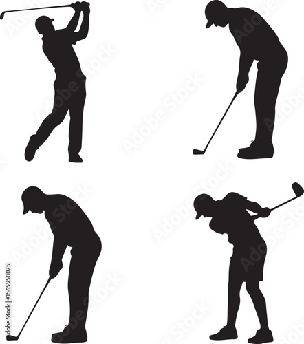 Golfer Swing Silhouette Design

Professional Golfer Vector Art

Golf Club Swing Illustration

Dynamic Golf Pose Silhouette

Tee Off Golfer Clipart Graphic