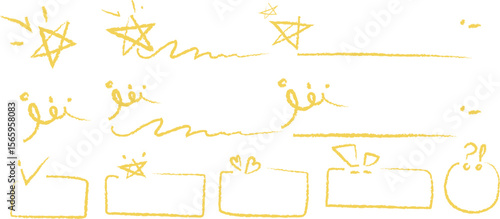 Yellow Underlined, Square, Square Box, Circle Brush Stroke Marker Highlighter. Yellow Paint Brush. Hand-drawn Underlined, Square, Circle Sketch Set. Vector doodles for message note mark design element