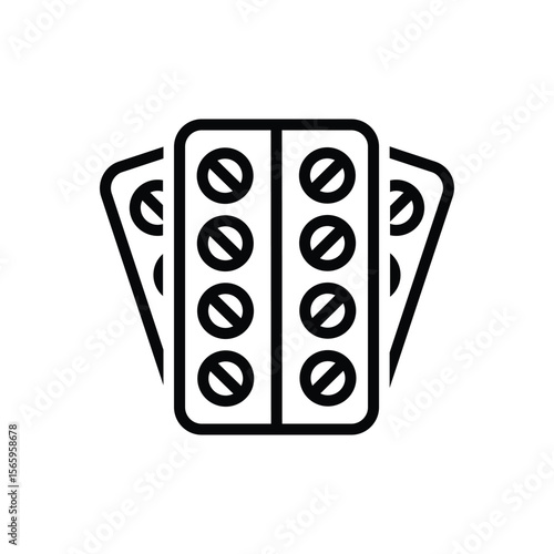 Black line icon for the pill