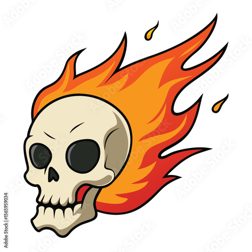 Fiery Skull with Flames Artistic Representation	