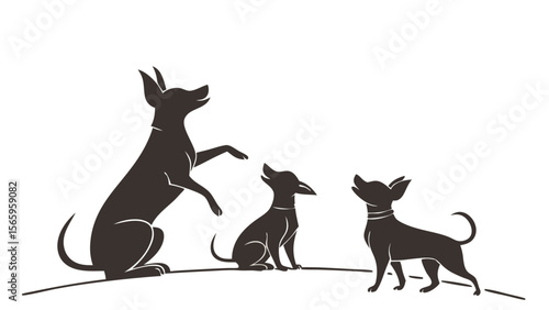 Playful Chihuahua Silhouettes Group 