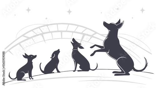 Chihuahuas Singing & Posing - Cute Dog Vector Silhouettes