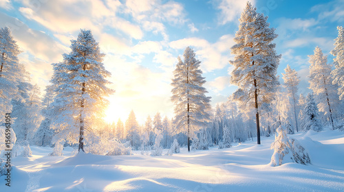 Wallpaper Mural Incredible winter landscape with snowcapped pine trees under bright sunny light in frosty morning. Amazing nature scenery in winter mountain valley. Awesome natural Background. Soft light effect Torontodigital.ca