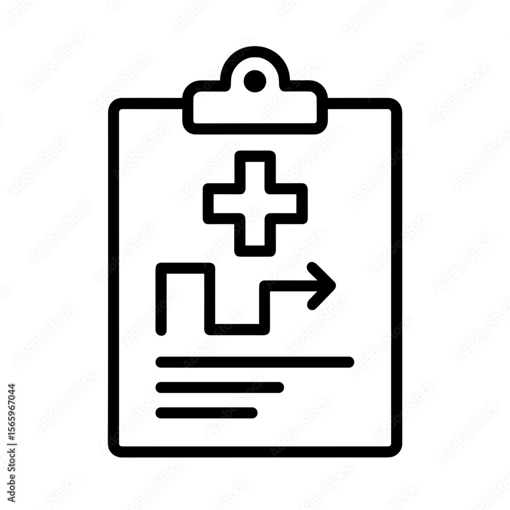 Emergency medical report clipboard icon — outline version Emergency medical report clipboard icon — outline version