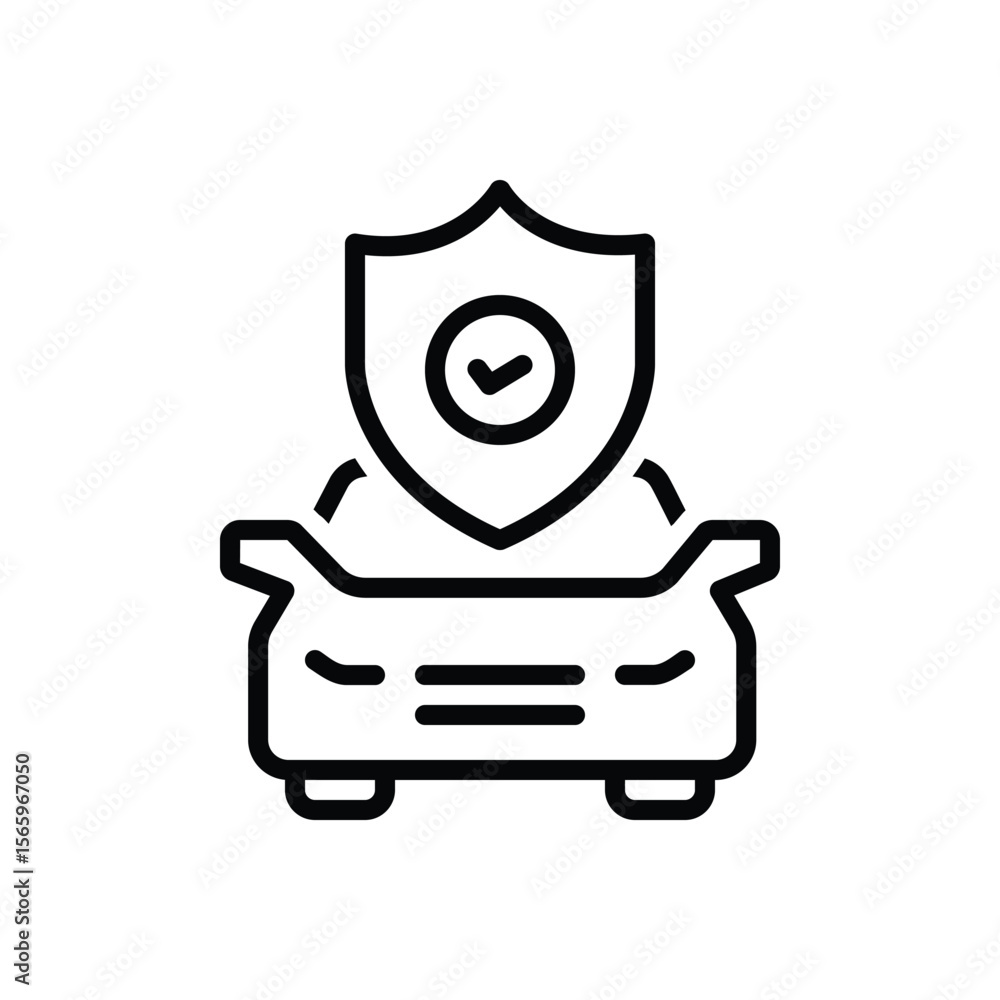 Black line icon for motor insurance Black line icon for motor insurance