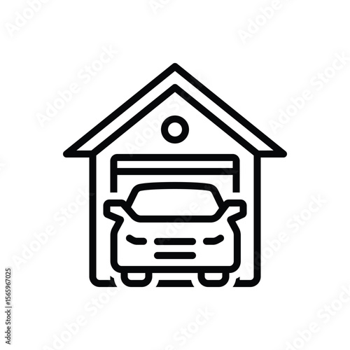 Black line icon for garage