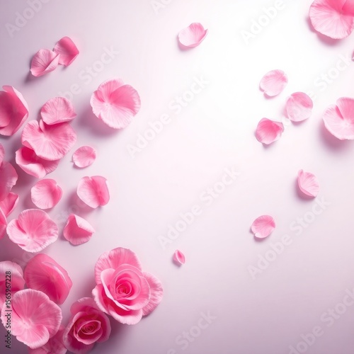 copy space for text background Pink Romantic Rose Petal Scatter concept
