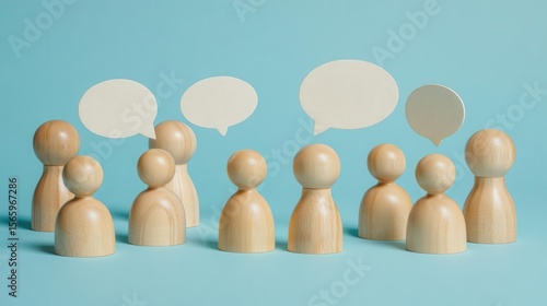 Wooden figurines group discussion