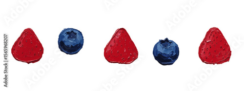 Oil painting style vector Berry / 油絵テイストのいちご・ブルーベリー