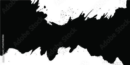 Black ink grunge splashes and splatters create a dirty, abstract design element, perfect for a distressed border or frame texture