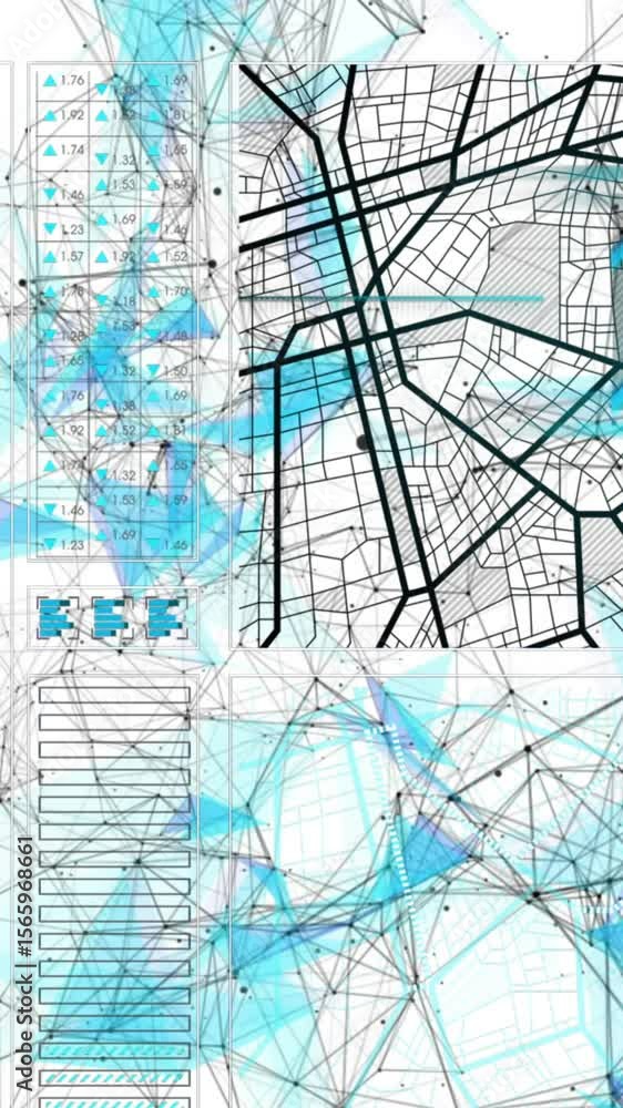 Animation of network of connections over data processing on white background Animation of network of connections over data processing on white background