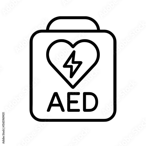 AED defibrillator icon for cardiac emergency — outline version