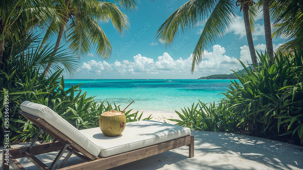 Fototapeta premium swimming pool with palm trees