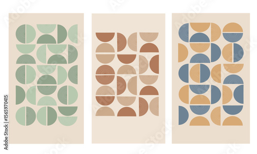 fondo con tres diseños rectangulares , con tonos opacos estilo boho de patron geométrico 
