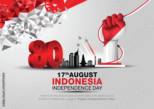 happy Independence day Indonesia greetings. abstract vector illustration design.