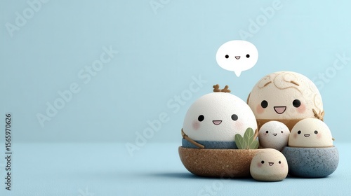 Cute cartoon characters light background