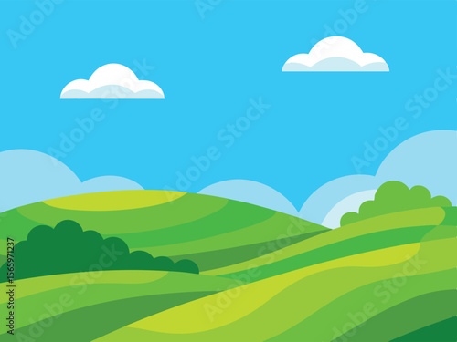 landscape with green grass and blue sky