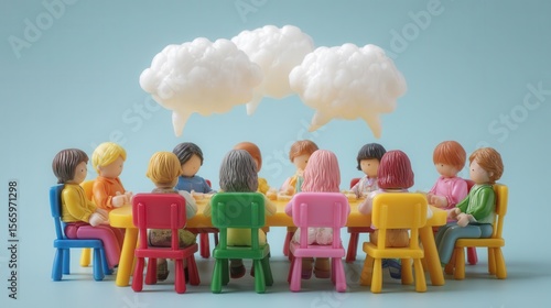 People meeting discussion figurines