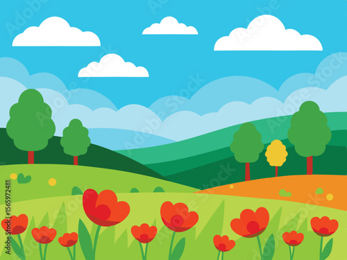 summer landscape with flowers