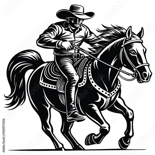 Horse Racing Vector Image. Jockey riding racehorse on a fast speed vector