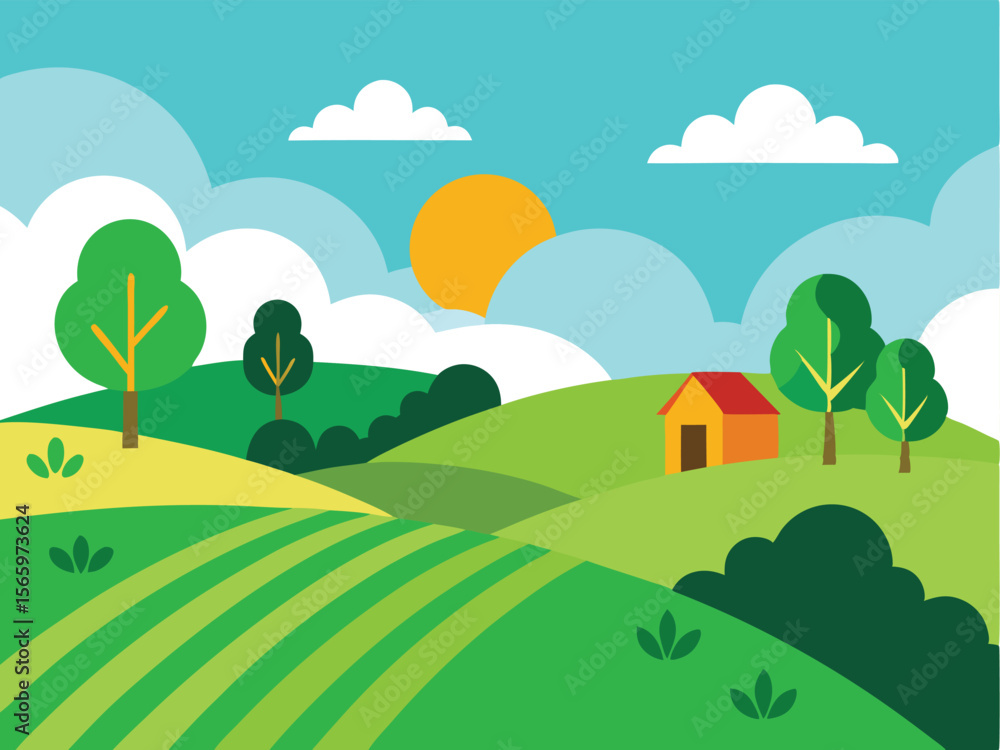 Obraz premium summer landscape with trees