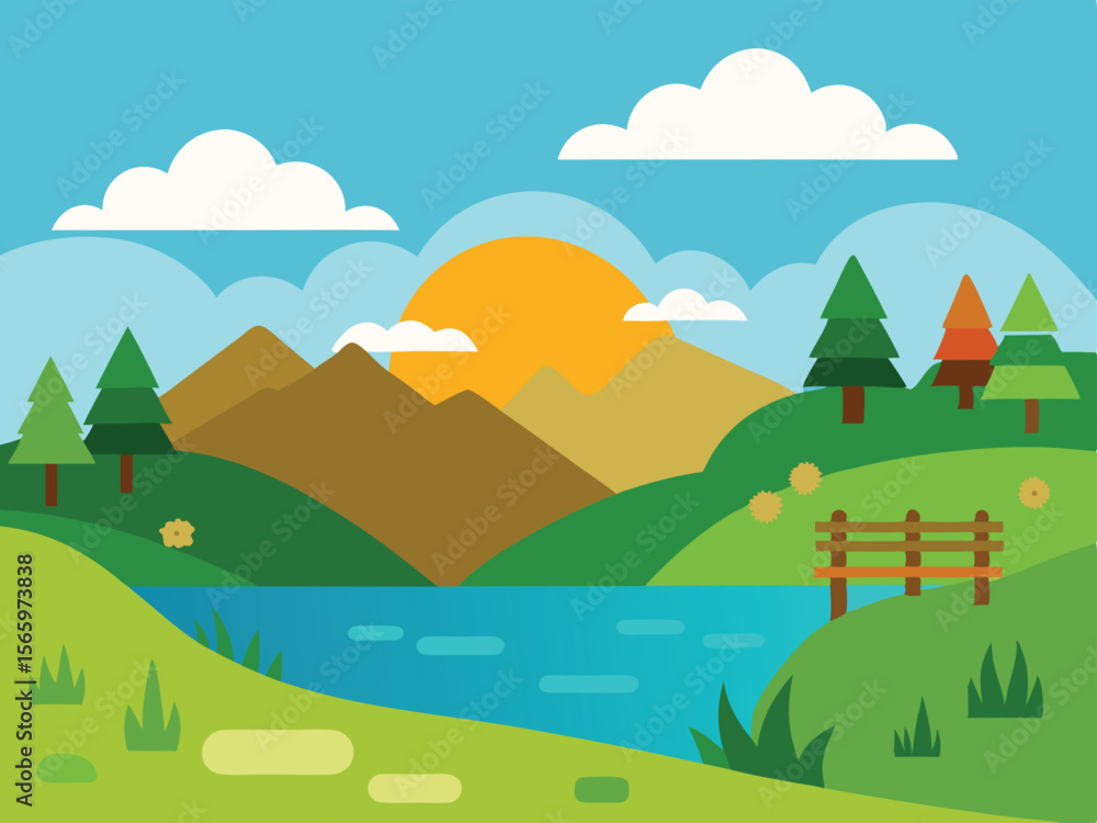 Fototapeta premium landscape with mountains and trees