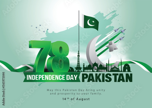 happy independence day Pakistan.14th August background. abstract vector illustration design