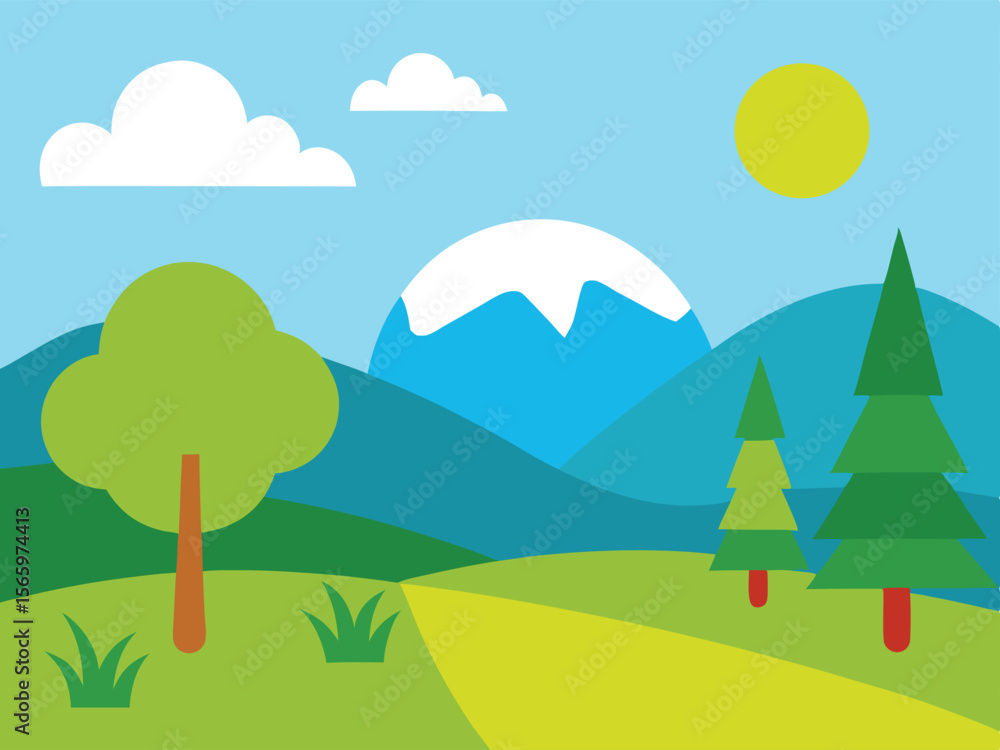 Obraz premium summer landscape with trees