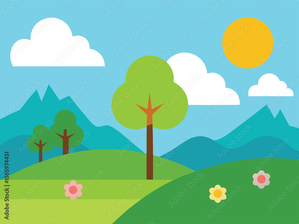 Fototapeta premium summer landscape with trees