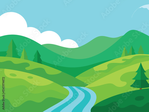landscape with mountains and trees
