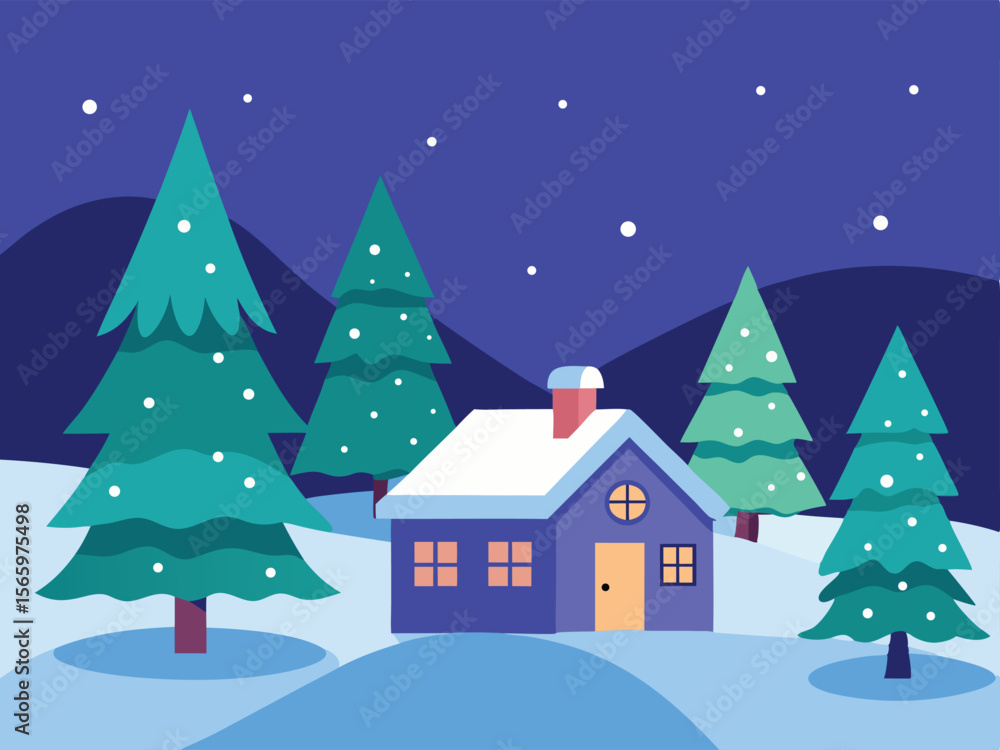 winter landscape with christmas tree winter landscape with christmas tree