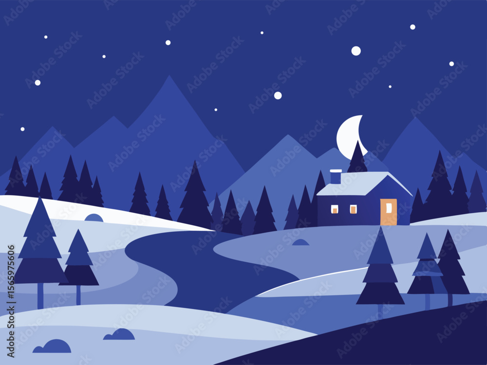 Fototapeta premium winter landscape with houses