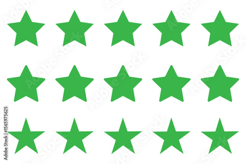  five green stars  rating icon. Product review flat icon for apps and websites .