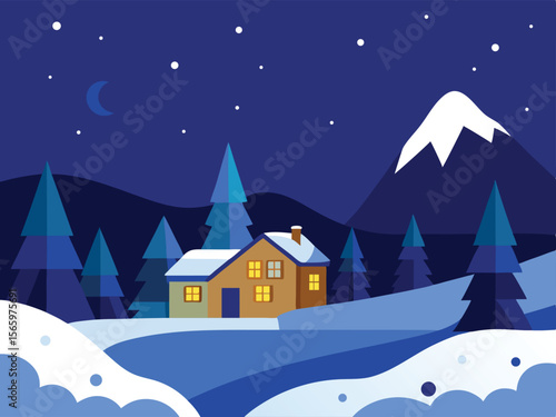 winter landscape with house