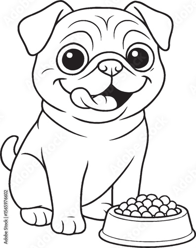 Cute Pug Puppy Coloring Page for Kids – Printable Dog Illustration