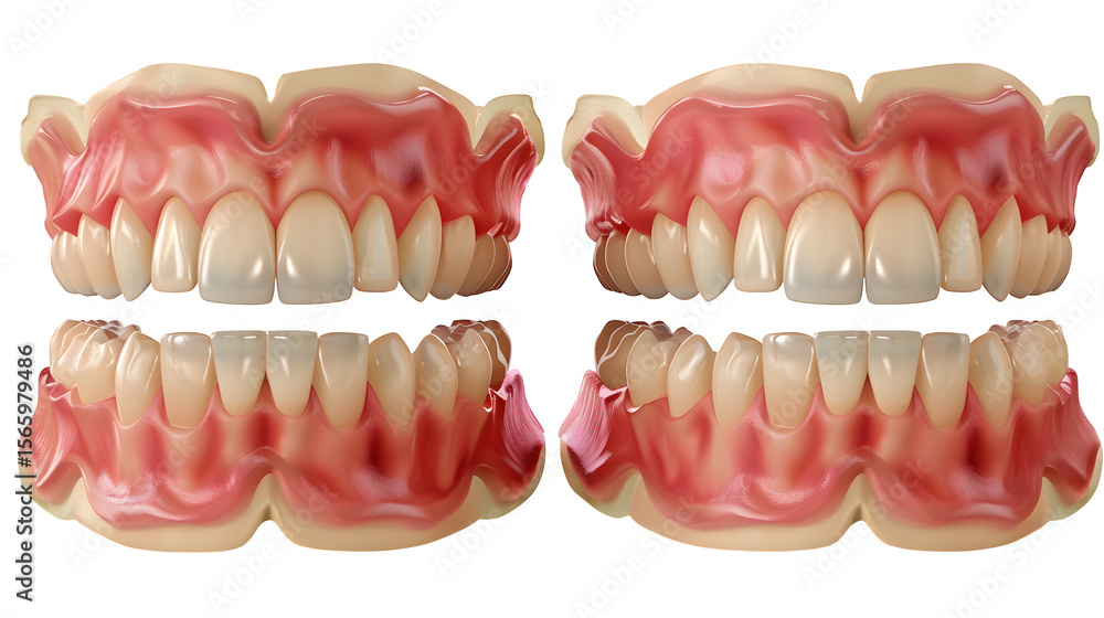 Obraz premium Healthy vs. Gingivitis Gums, Dental Illustration, isolated on transparent background