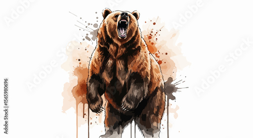 The ultimate symbol of strength and raw power, this grizzly bear is brought to life through a burst of expressive natural ink tones.