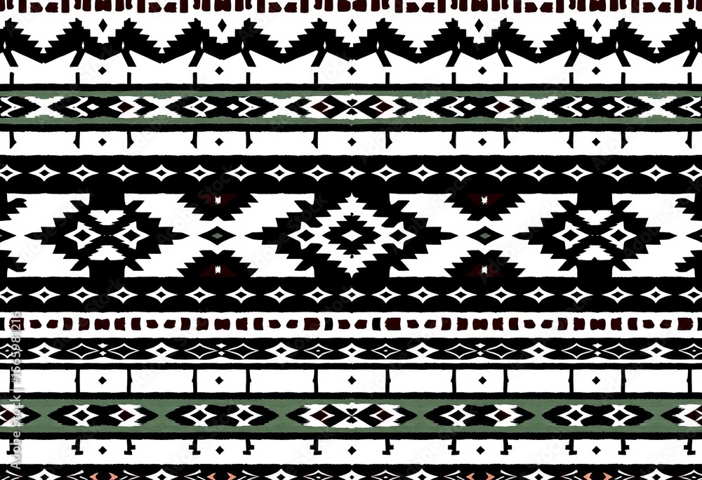 Geometric southwest Navajo-inspired black and white striped vector seamless pattern for textile and home decor, southwest, surface Geometric southwest Navajo-inspired black and white striped vector seamless pattern for textile and home decor, southwest, surface