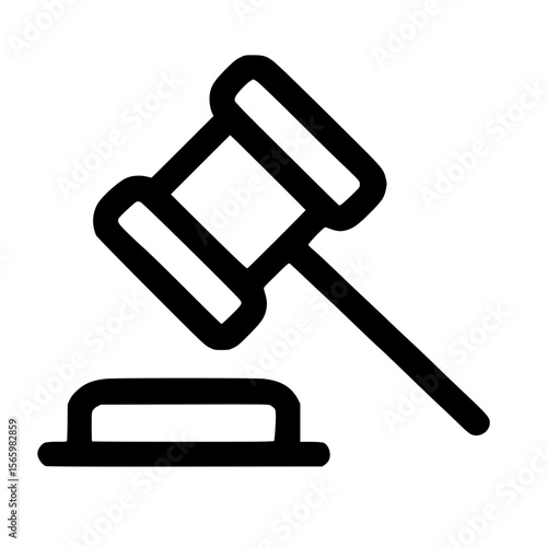 Outline Simple Gavel Judgement Justice Law Legal Court Icon Symbol