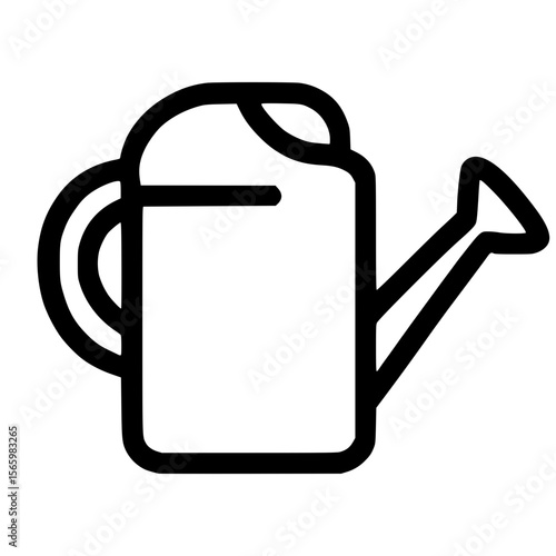 Black Outline Watering Can Agricultural Tool Minimalist Simple Line Art Icon