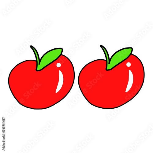 Illustration of two apples vector isolated on white