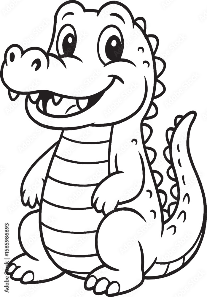 Obraz premium Friendly Cartoon Crocodile Standing Upright – Cute Animal Vector for Kids