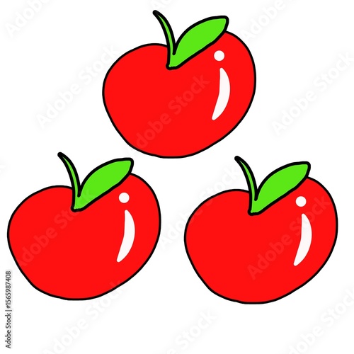 Illustration of three apples vector on white background