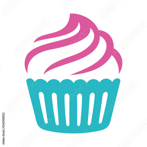 Cupcake logo vector illustration template hand draw. Simple design icon of strawberry bakery