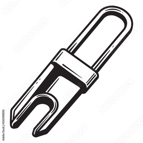 Black and white illustration of a vintage fishing swivel for outdoor recreation and tackle
