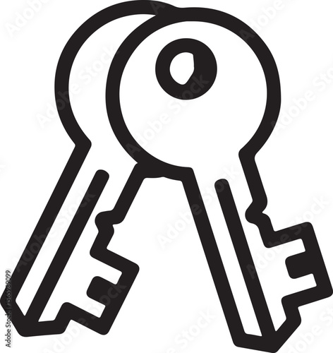 Two overlapping keys with intricate teeth and circular heads security access