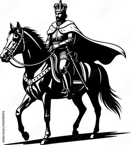 Silhouette Vector of a King Riding a Horse