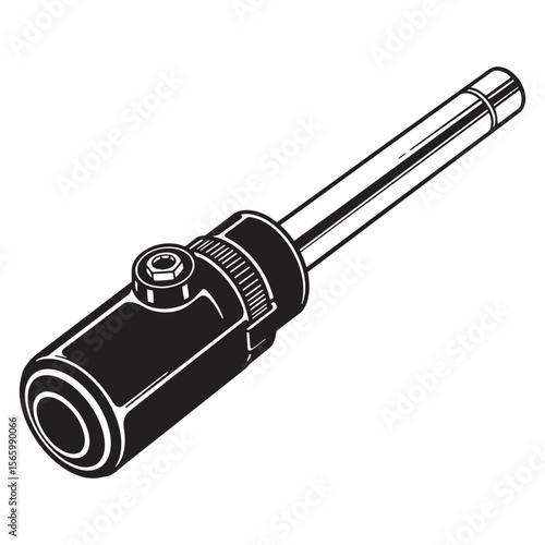 Detailed black and white vector illustration of a soldering iron and its component parts