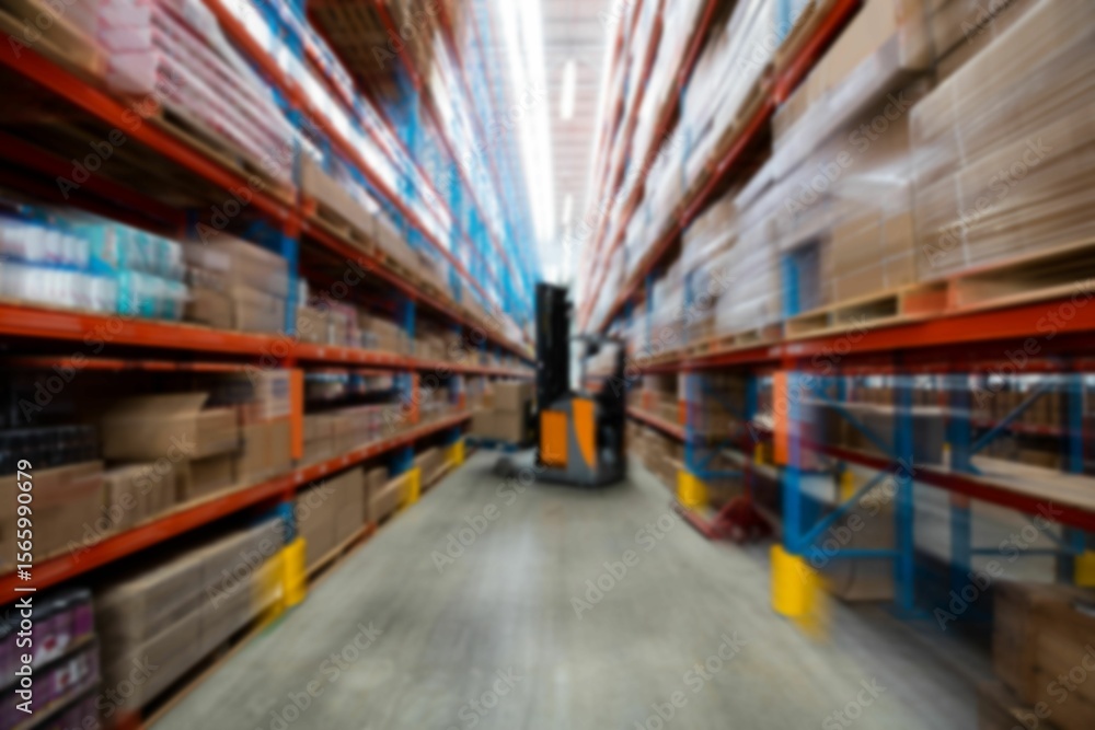 Fototapeta premium Fork lift truck in warehouse